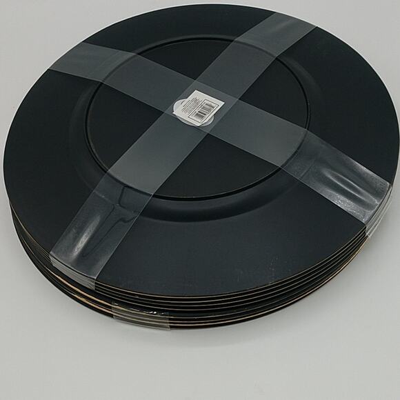 NWT 4 piece Black/Gold Edge Plates 13" - Picture 7 of 7